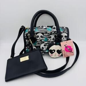 Luv Betsey Johnson Panda Satchel Clear Bag Crossbody Purse Cartoon Charm Pouch